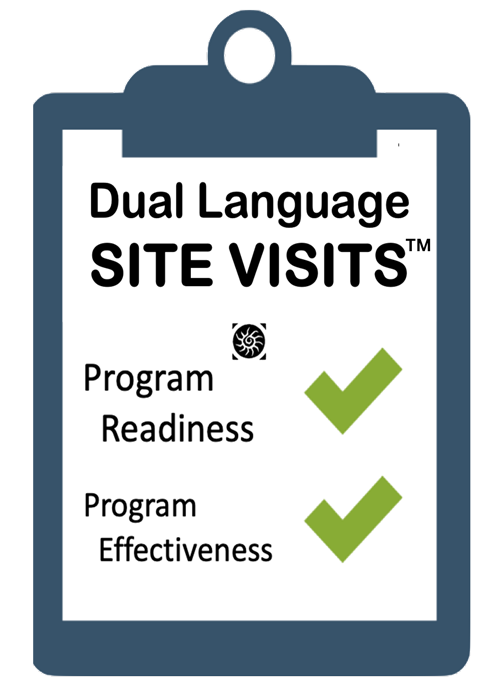 Dual Language Site Visits Checklist Logo with green check marks next to Program Readiness and Program Effectiveness